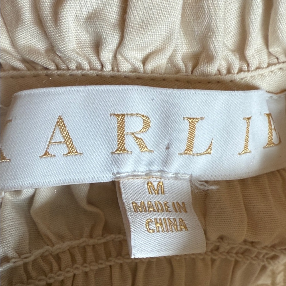 Karlie Smocked Tiered Long Sleeve Maxi DressSs M Beige - Picture 3 of 4
